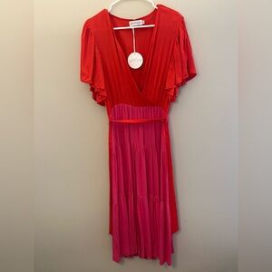 Petal & Pup Red and Pink Midi Dress